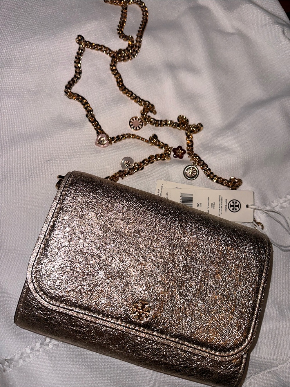 Tory Burch Metallic Bronze Small Chain Crossbody